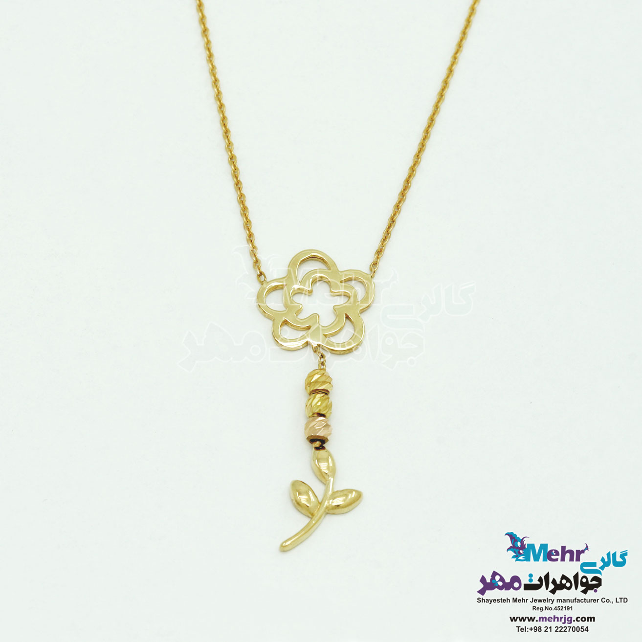 گردنبند طلا - طرح شاخه‌ی گل