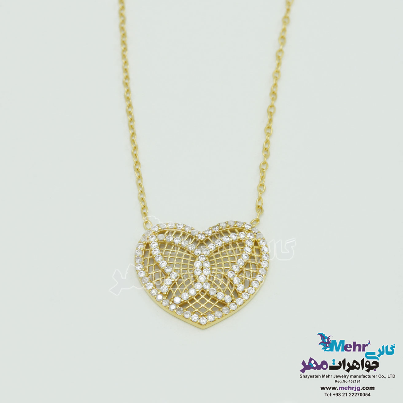 گردنبند طلا - طرح قلب و پروانه