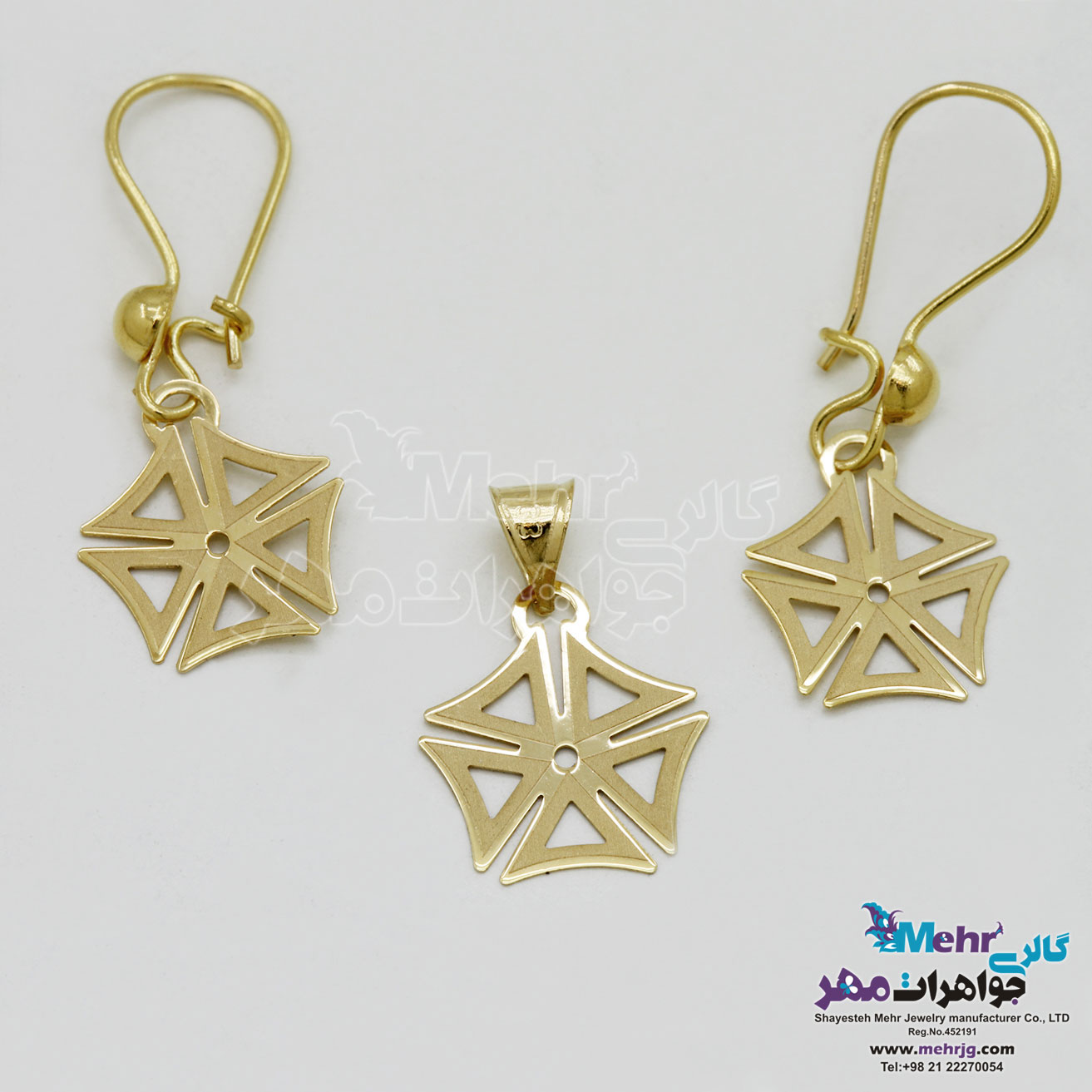 نیم ست طلا - آویز و گوشواره - طرح گل