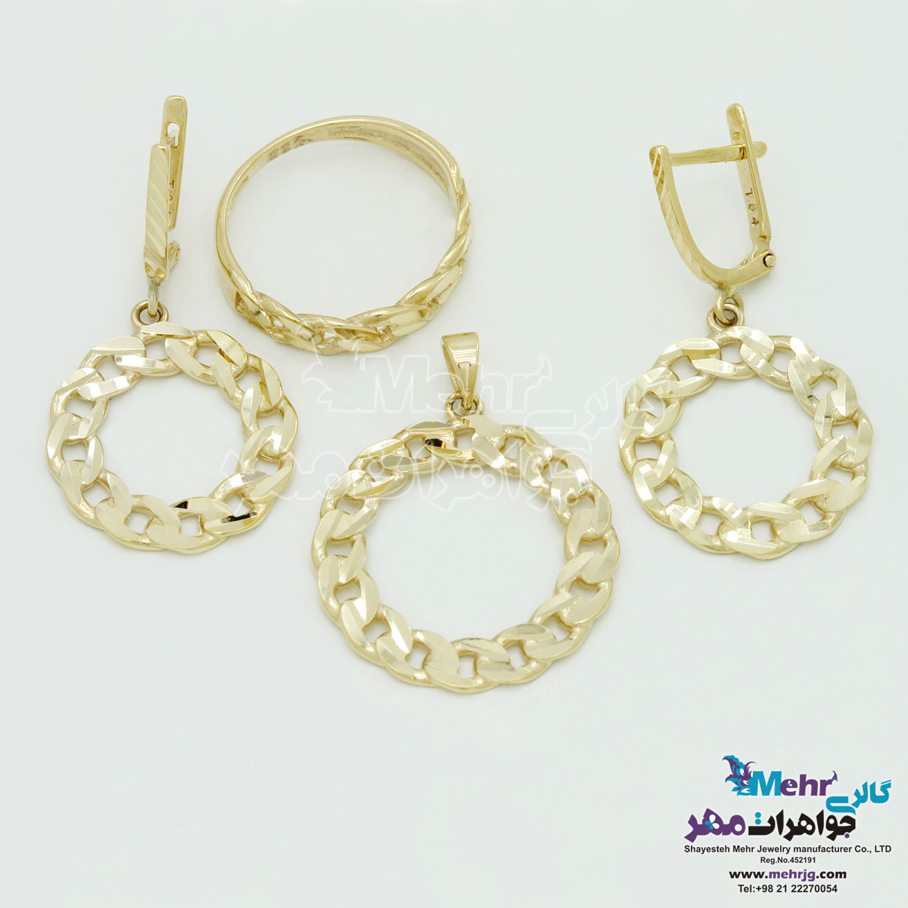 نیم ست طلا - آویز و گوشواره و انگشتر - طرح کارتیه