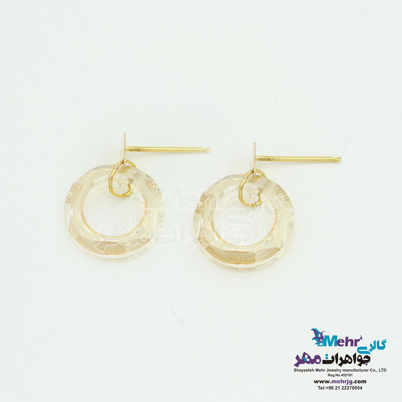 گوشواره طلا - سنگ سواروسکی رینگ