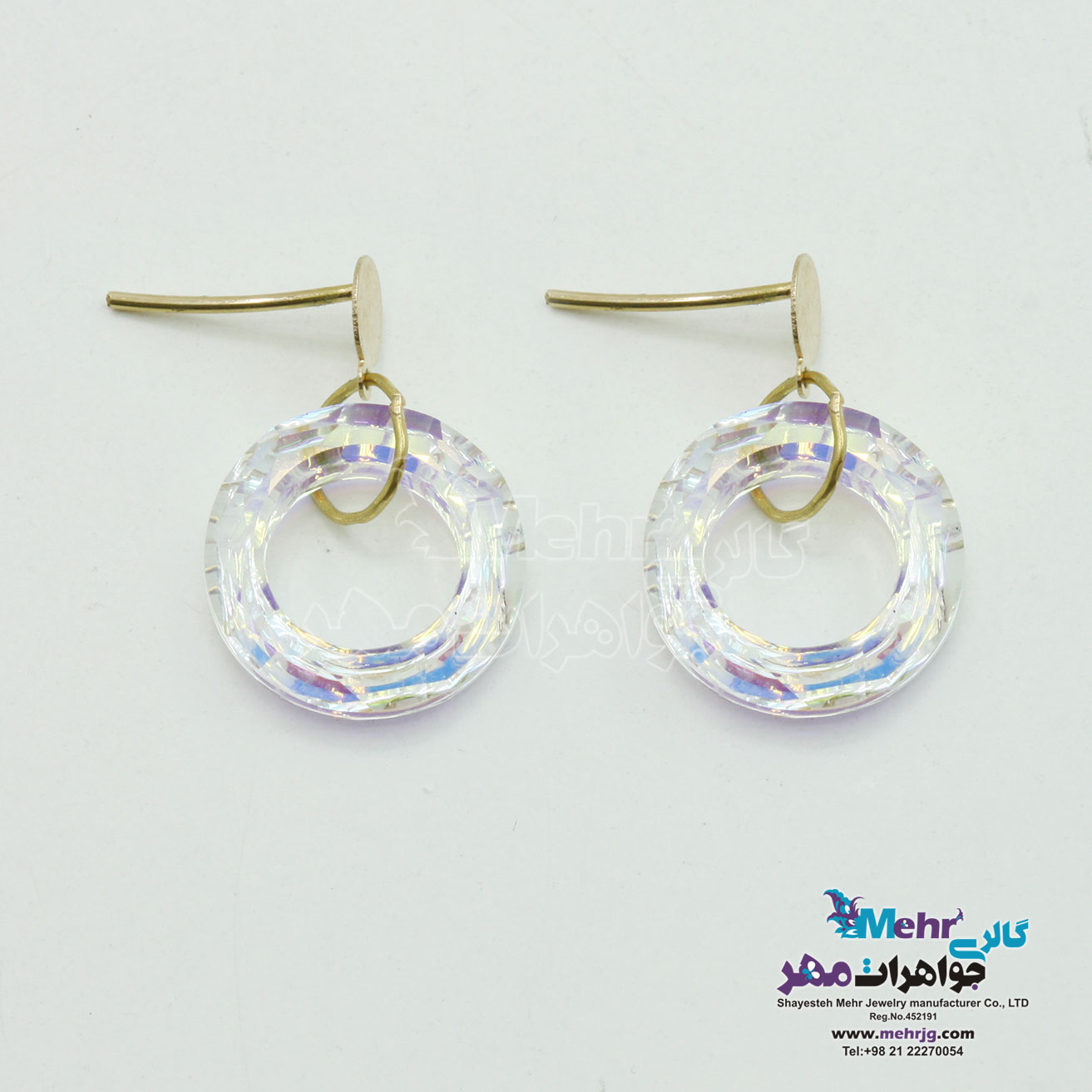 گوشواره طلا - سنگ سواروسکی رینگ
