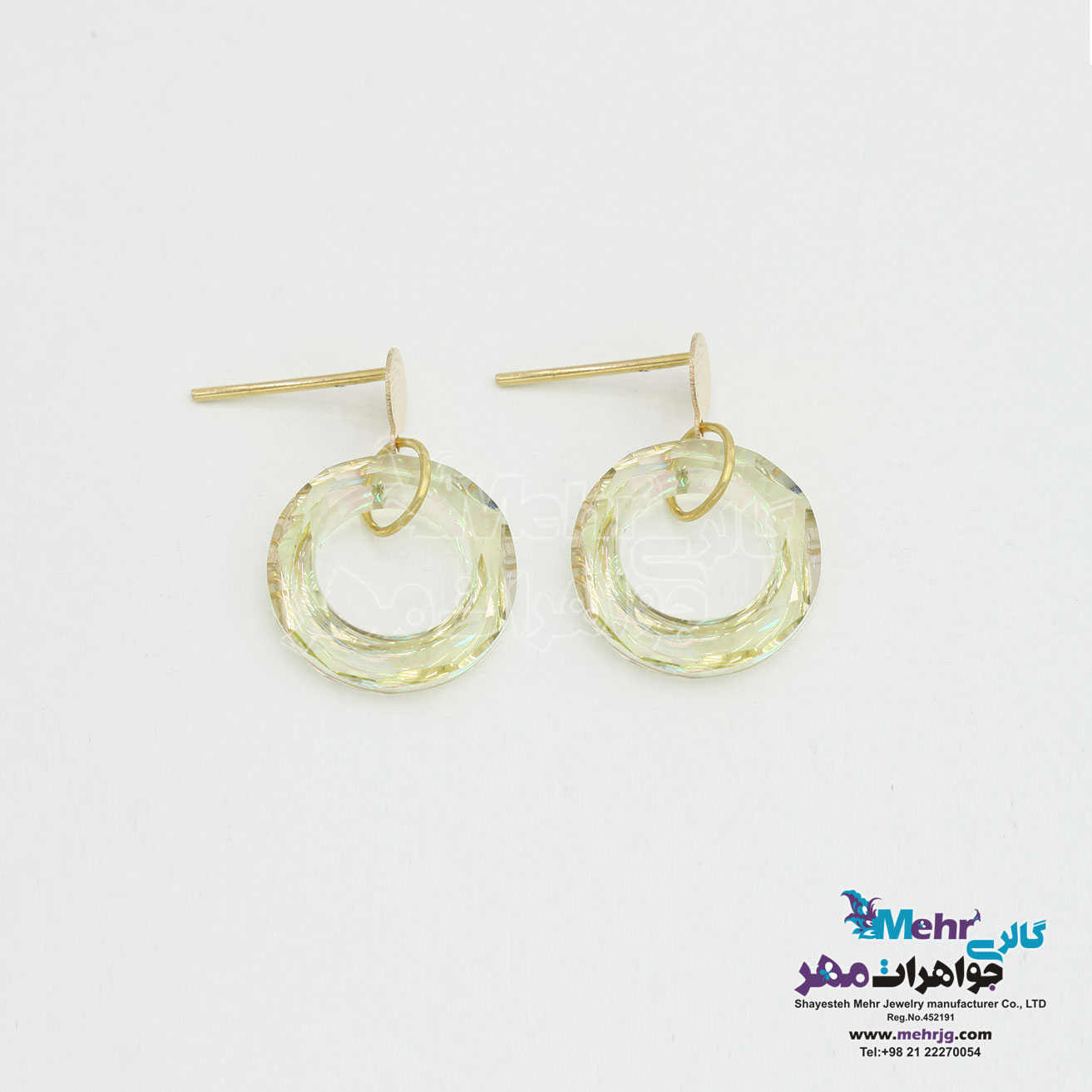 گوشواره طلا - سنگ سواروسکی رینگ