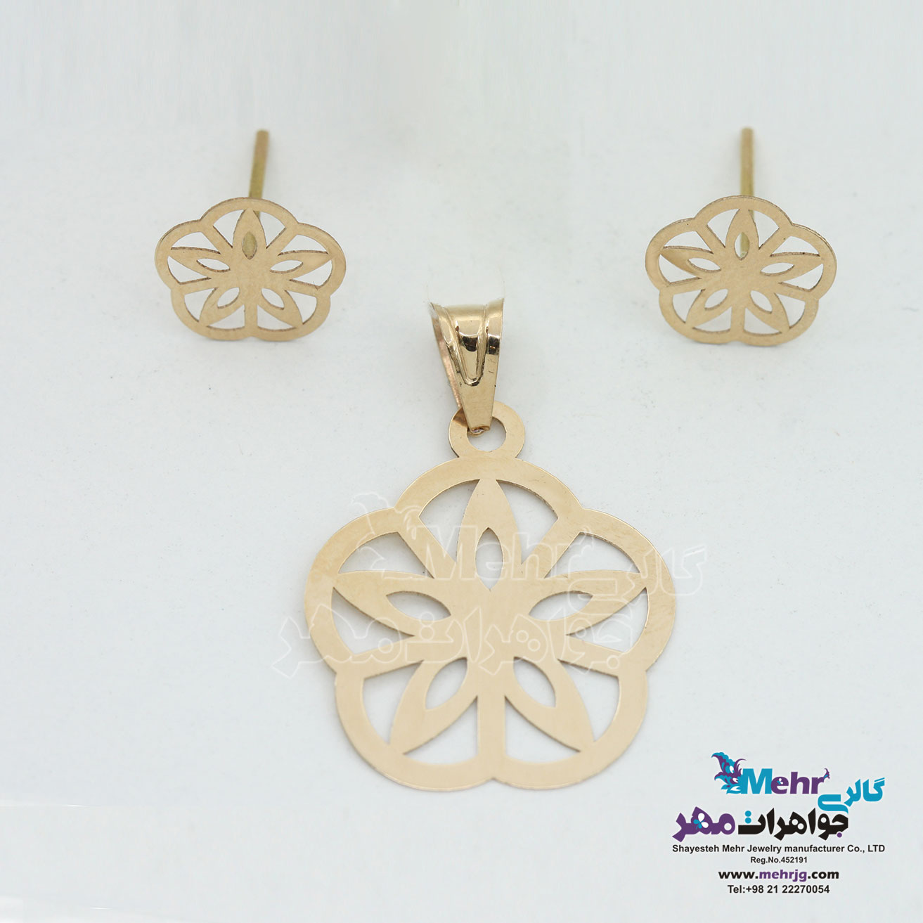 نیم ست طلا - آویز و گوشواره - طرح گل