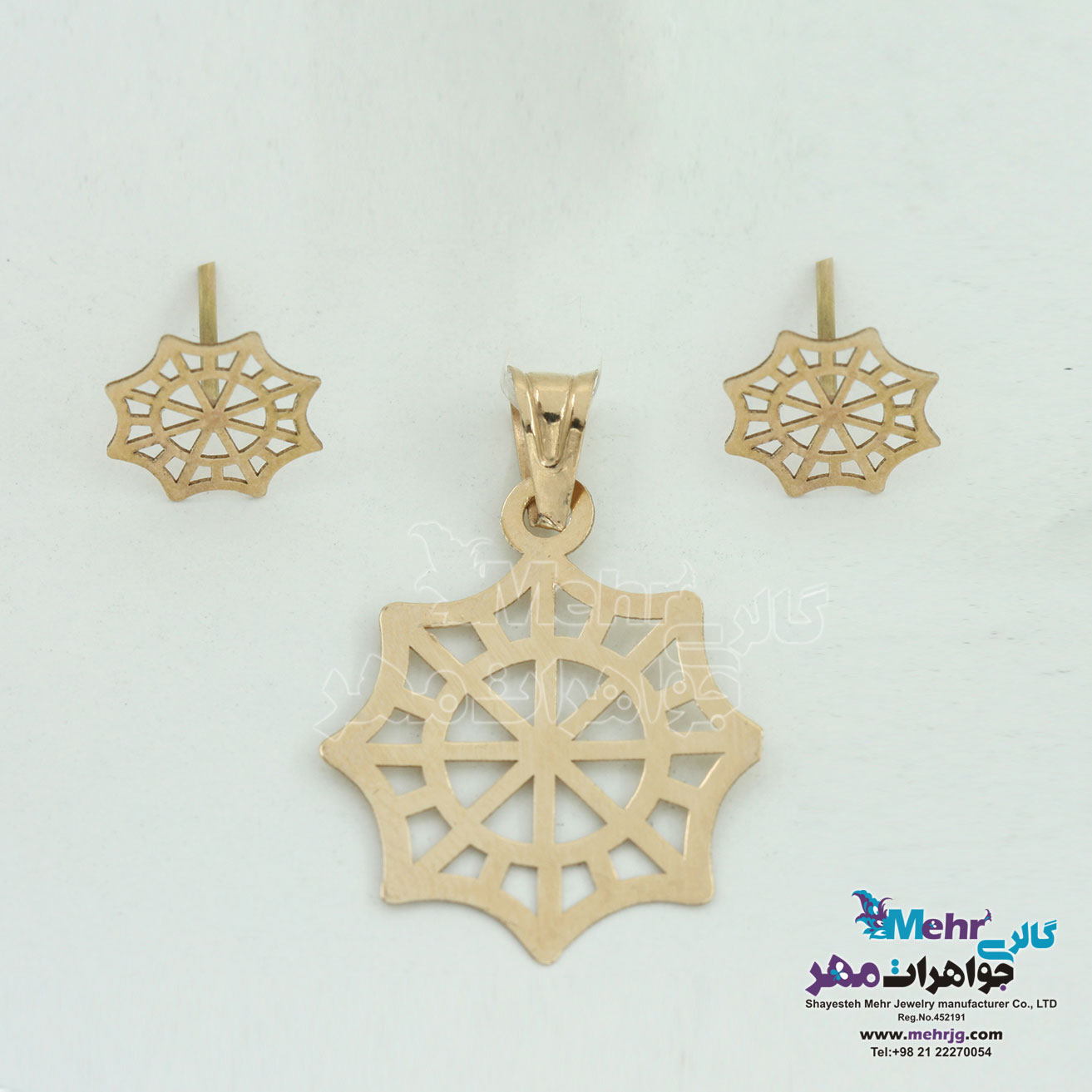نیم ست طلا - آویز و گوشواره - طرح هندسی