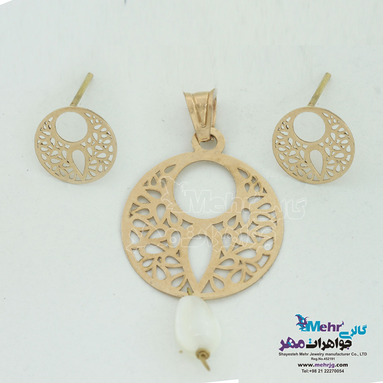 نیم ست طلا - آویز و گوشواره - طرح هندسی