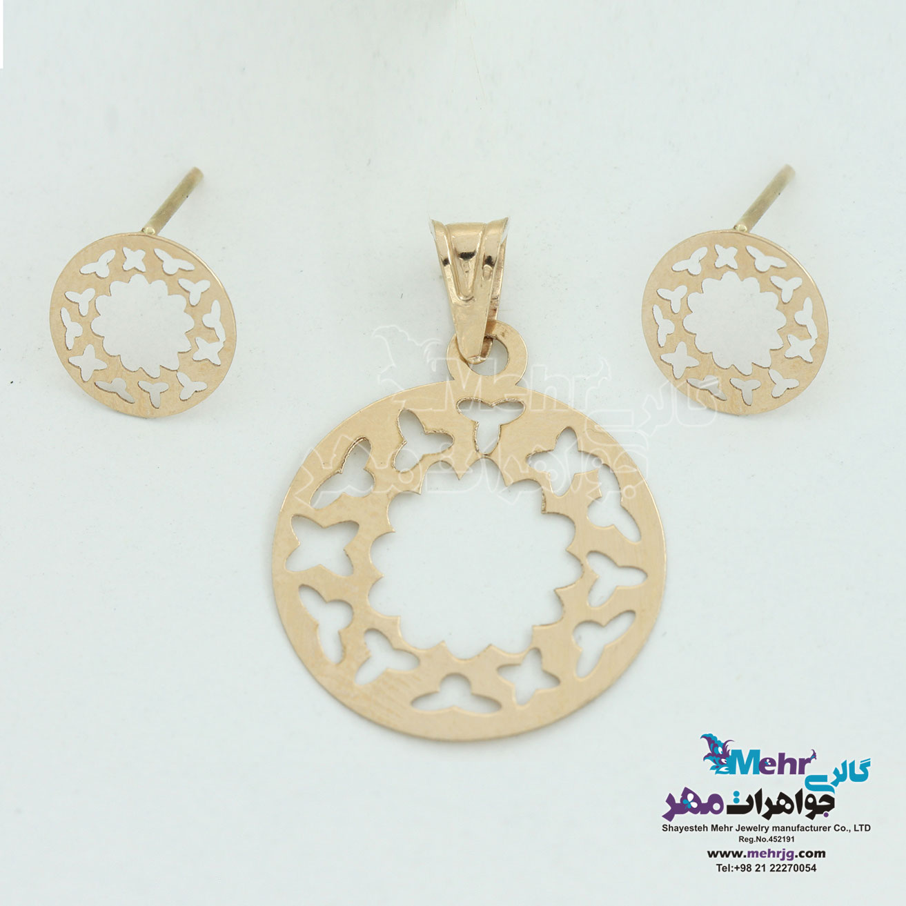 نیم ست طلا - آویز و گوشواره - طرح هندسی
