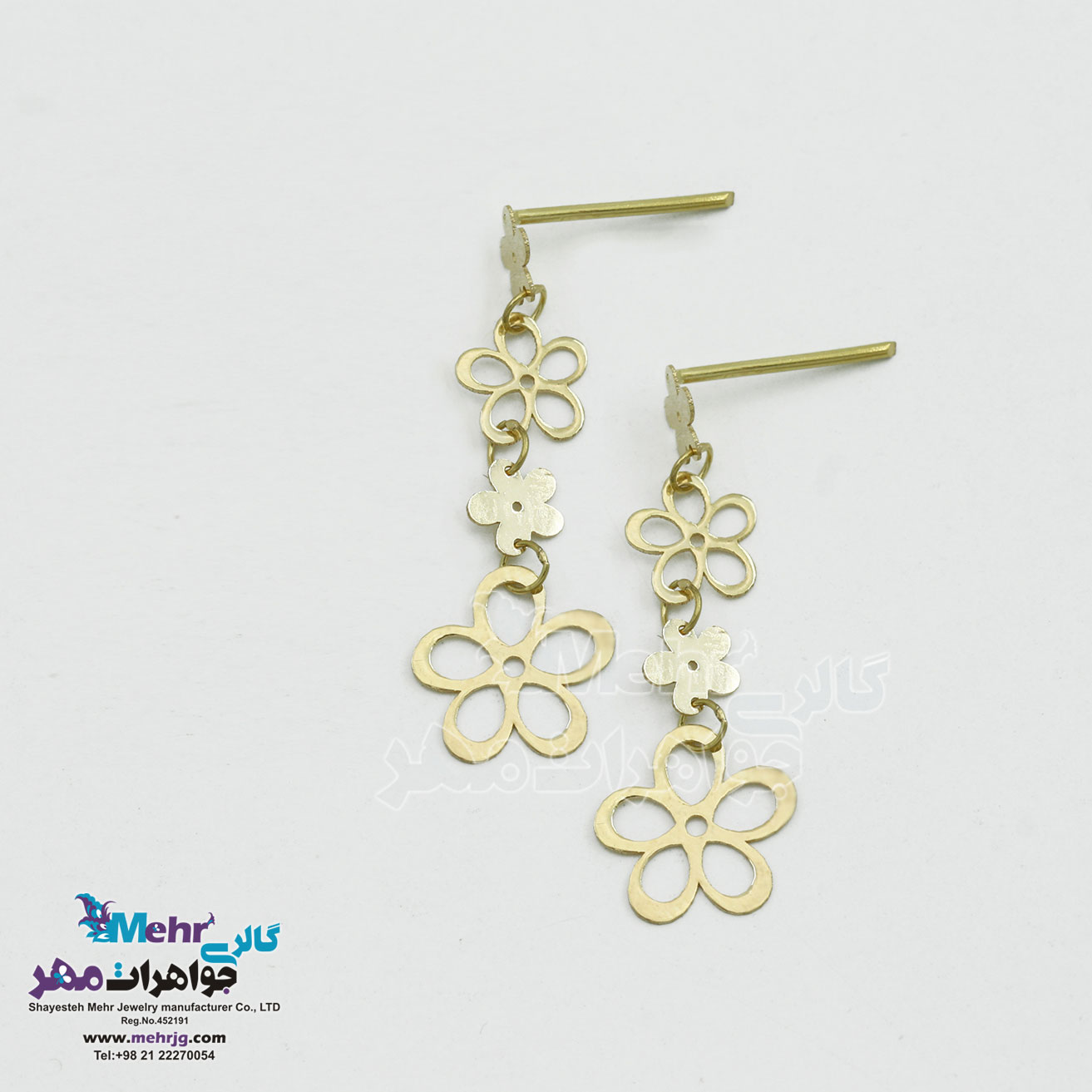 گوشواره طلا - طرح شکوفه‌ی سیب