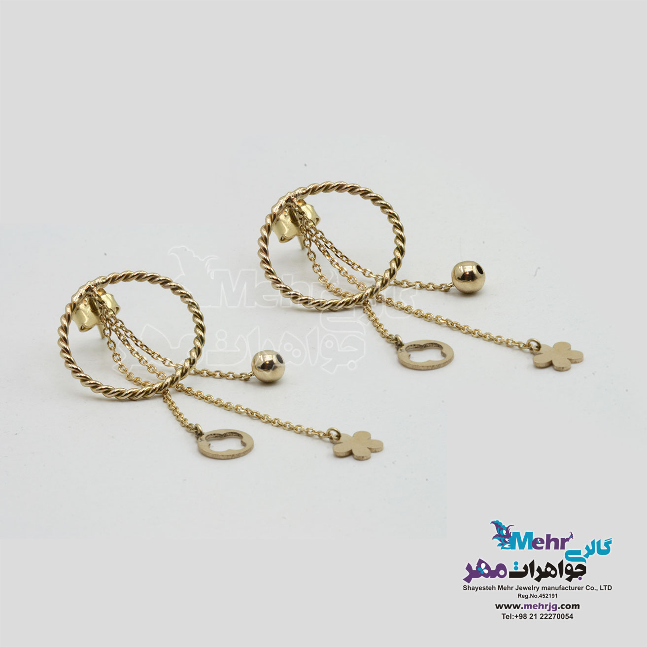 گوشواره طلا - طرح ون کلیف و گل