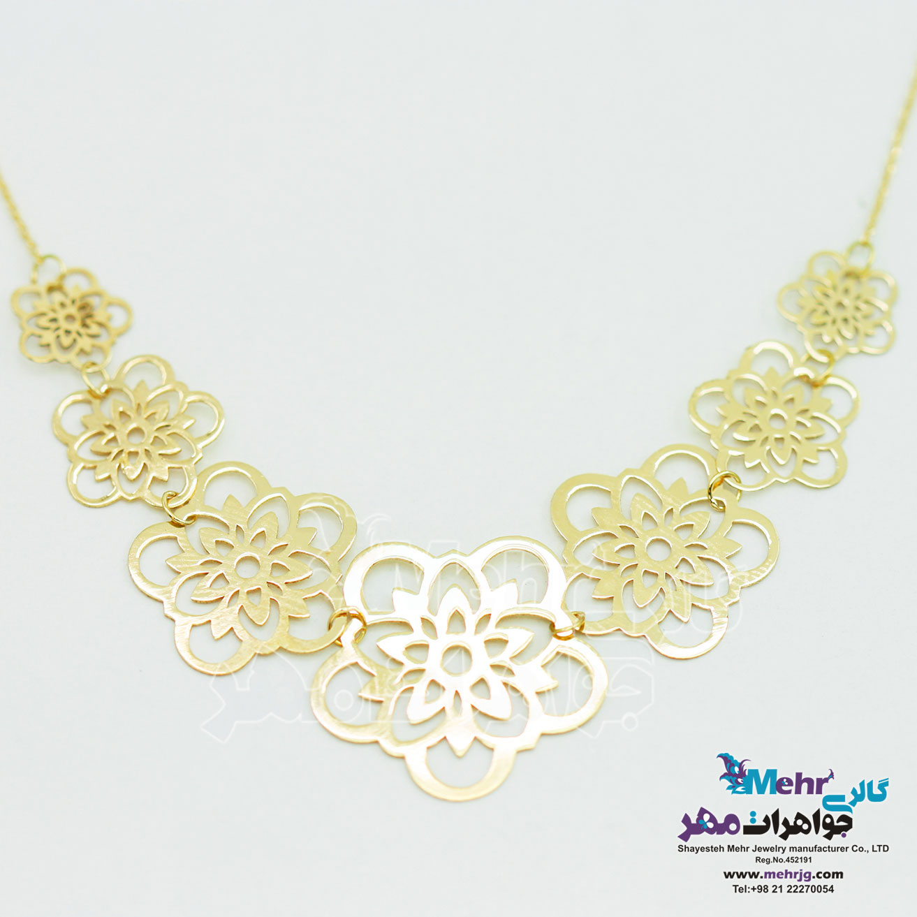 گردنبند طلا - طرح گل پنج پر