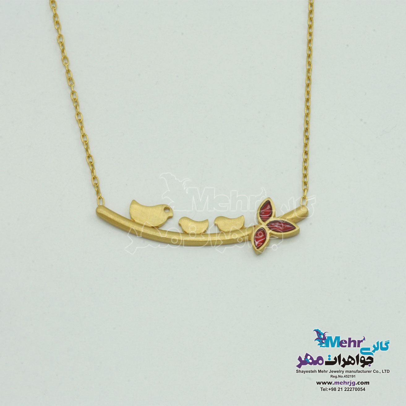 گردنبند طلا - طرح پرنده و شاخه