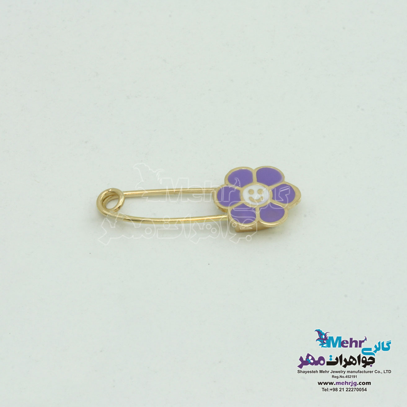 سنجاق سینه طلا - طرح گل خندان