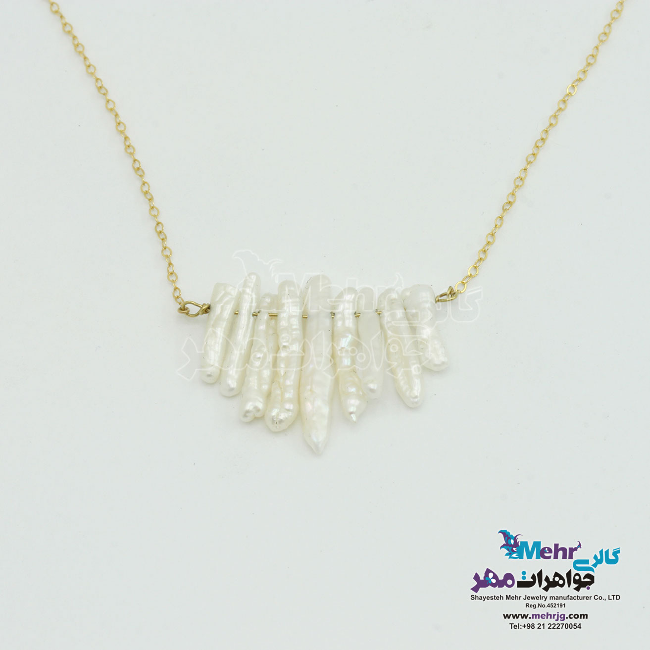 گردنبند طلا - طرح مروارید باروک