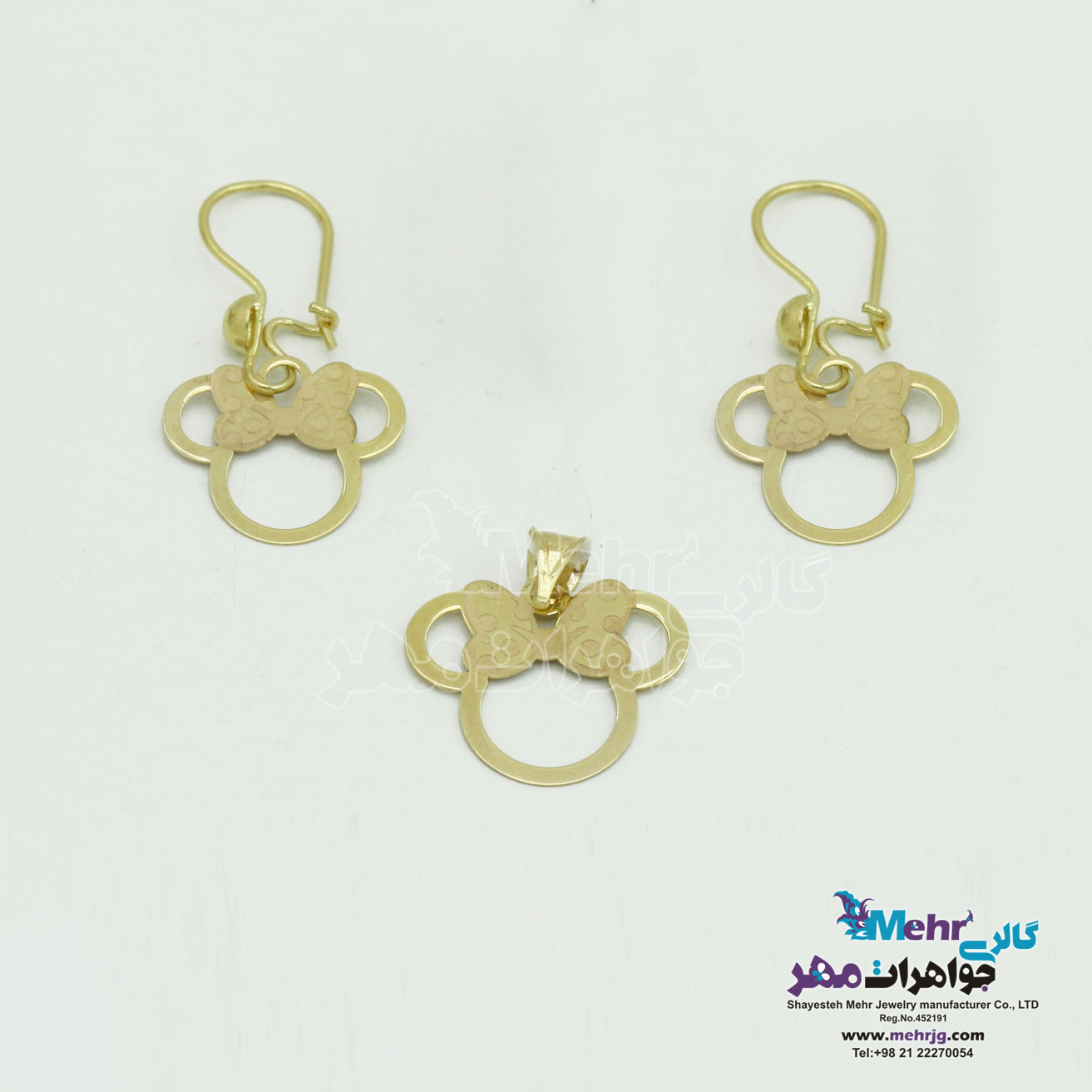 نیم ست طلا - آویز و گوشواره - طرح میکی ماوس