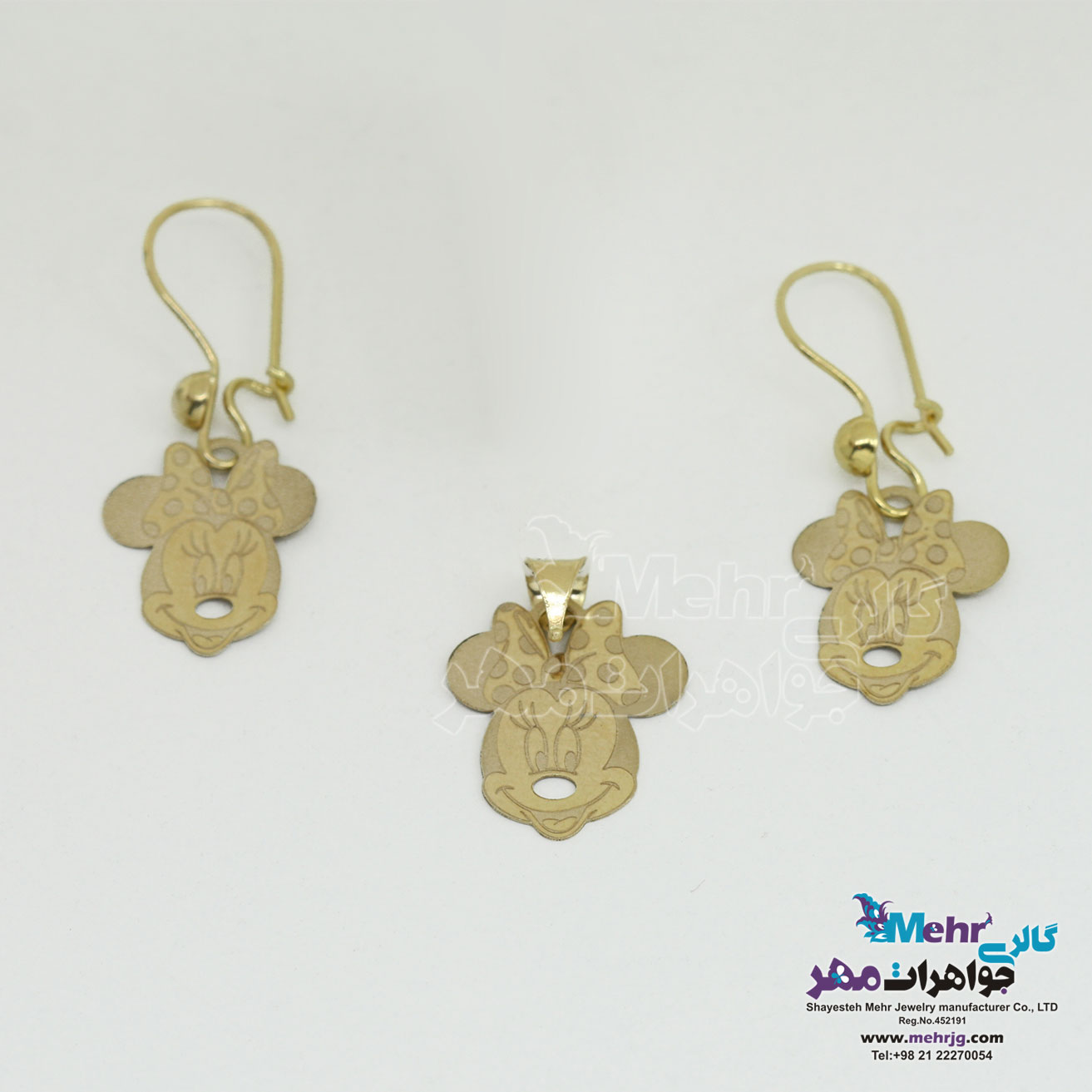نیم ست طلا - آویز و گوشواره - طرح میکی ماوس