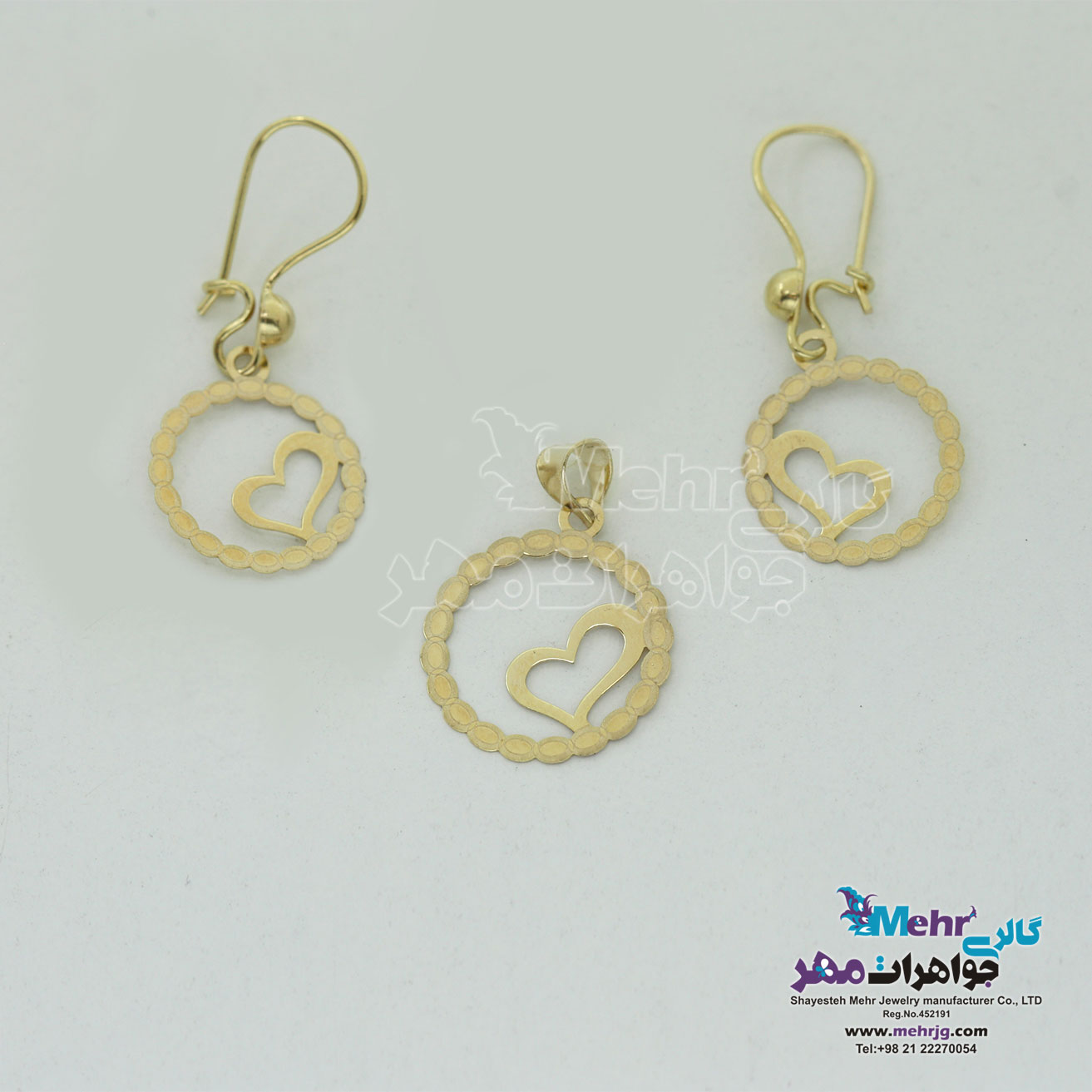 نیم ست طلا - آویز و گوشواره - طرح قلب
