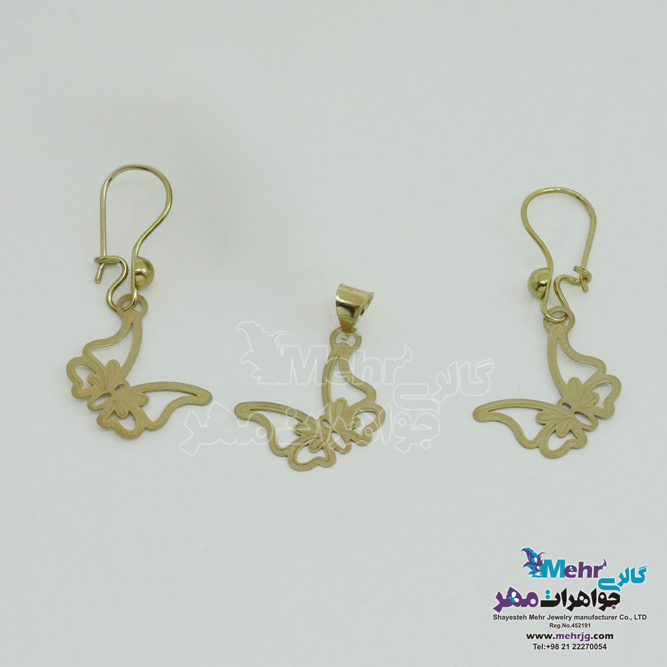 نیم ست طلا - آویز و گوشواره - طرح پروانه