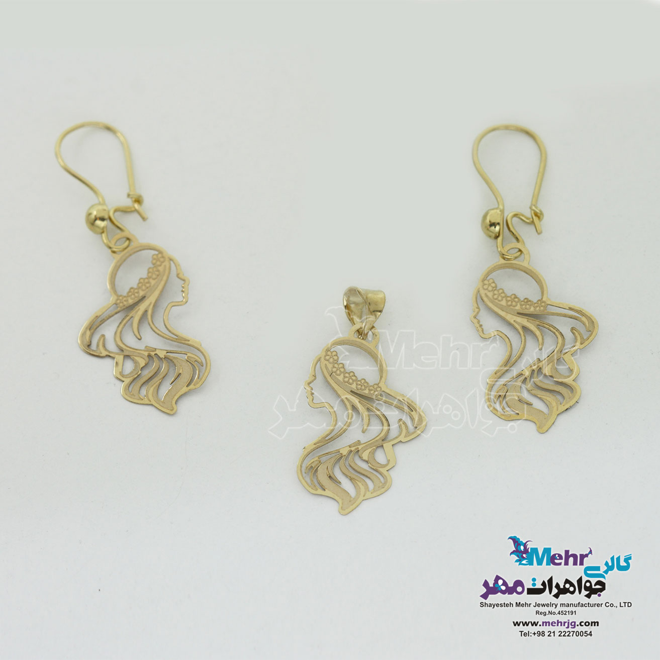 نیم ست طلا - آویز و گوشواره - طرح نیمرخ