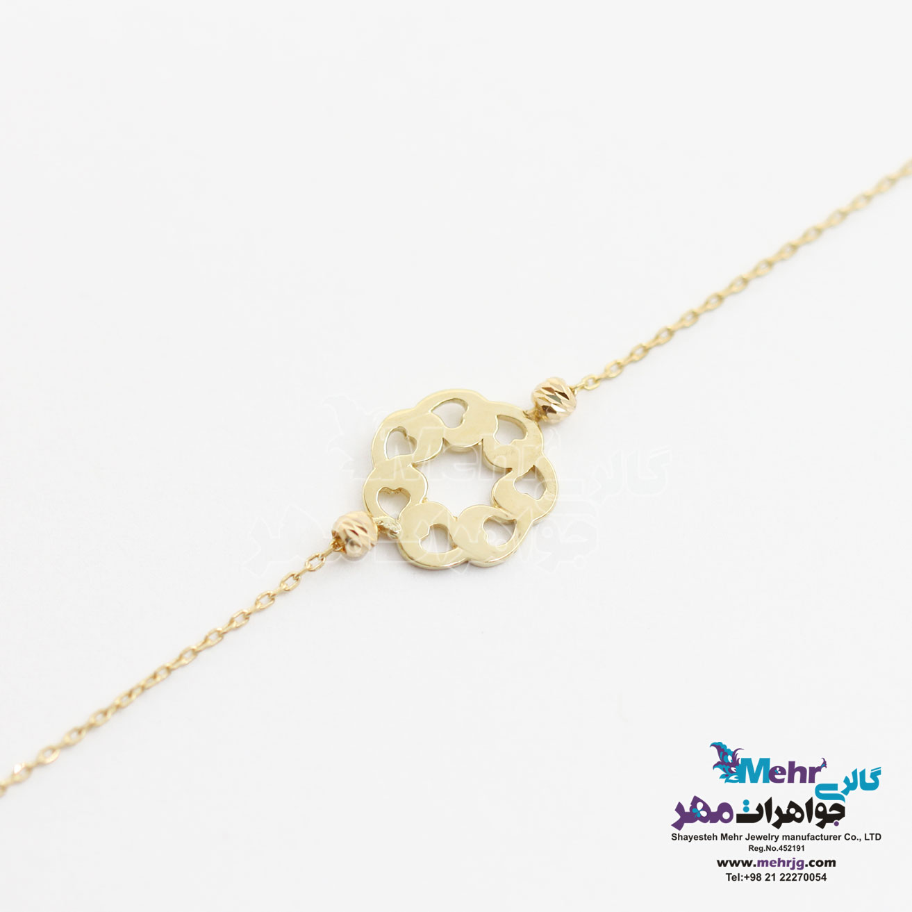 دستبند طلا  - طرح گل قلب