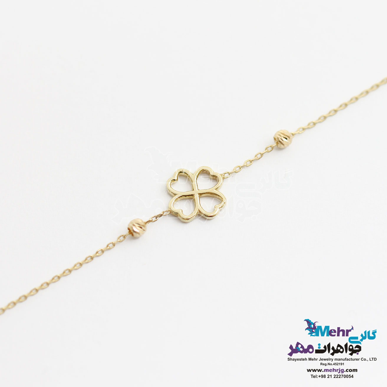 دستبند طلا - طرح شبدر چهار برگ