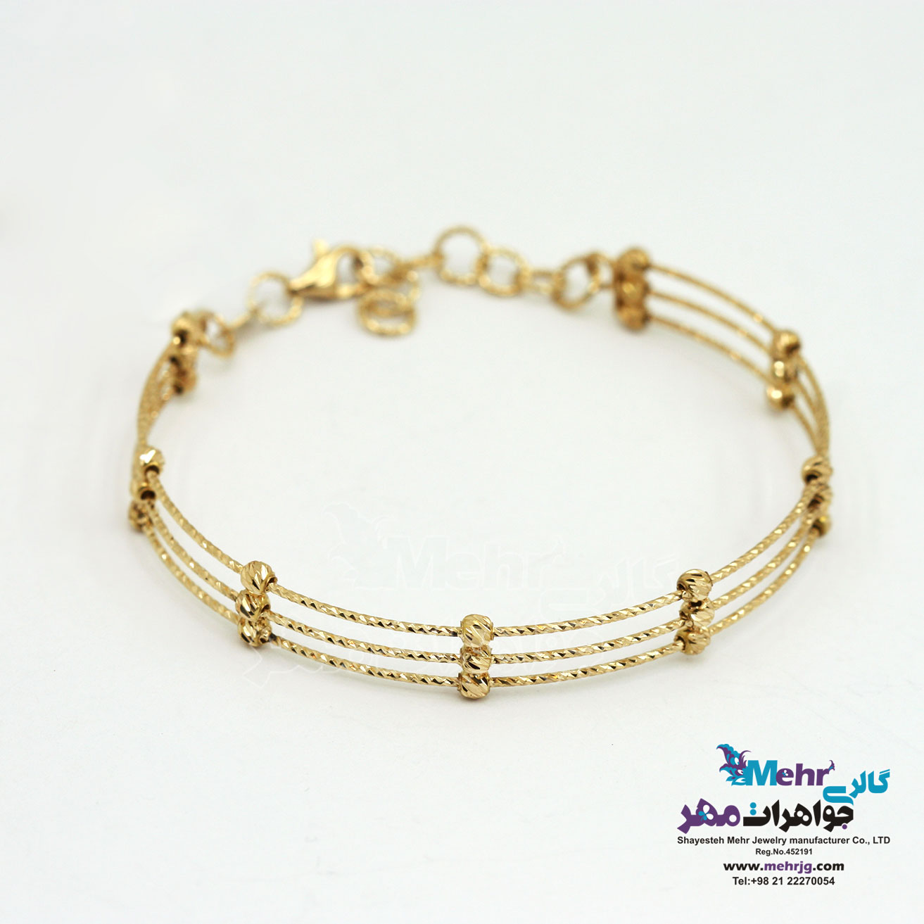 دستبند النگویی طلا - طرح گوی تراش
