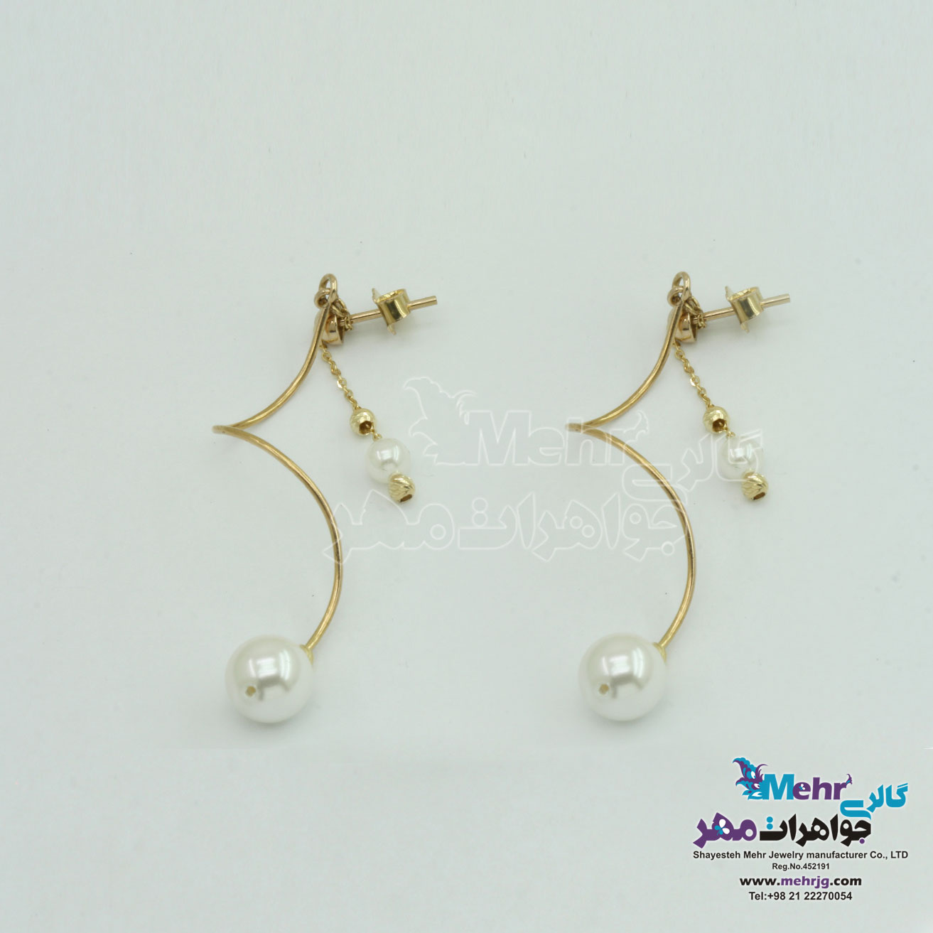 گوشواره طلا - طرح مروارید نشان