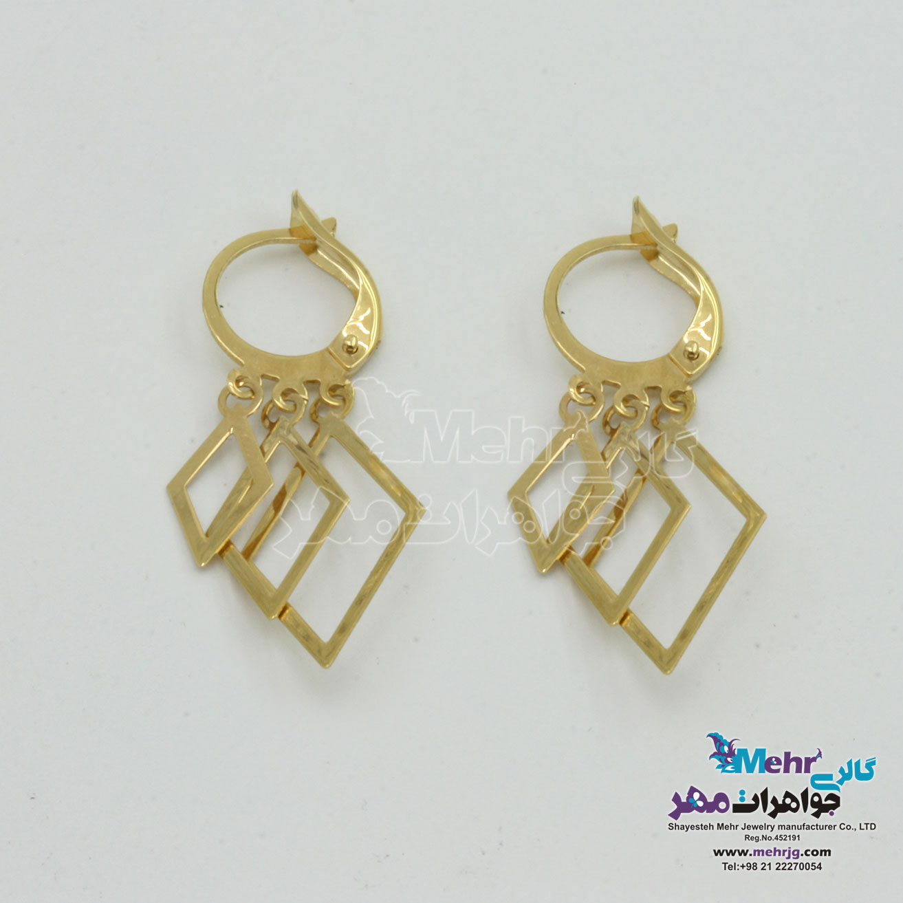 گوشواره طلا - طرح روکو - لوزی