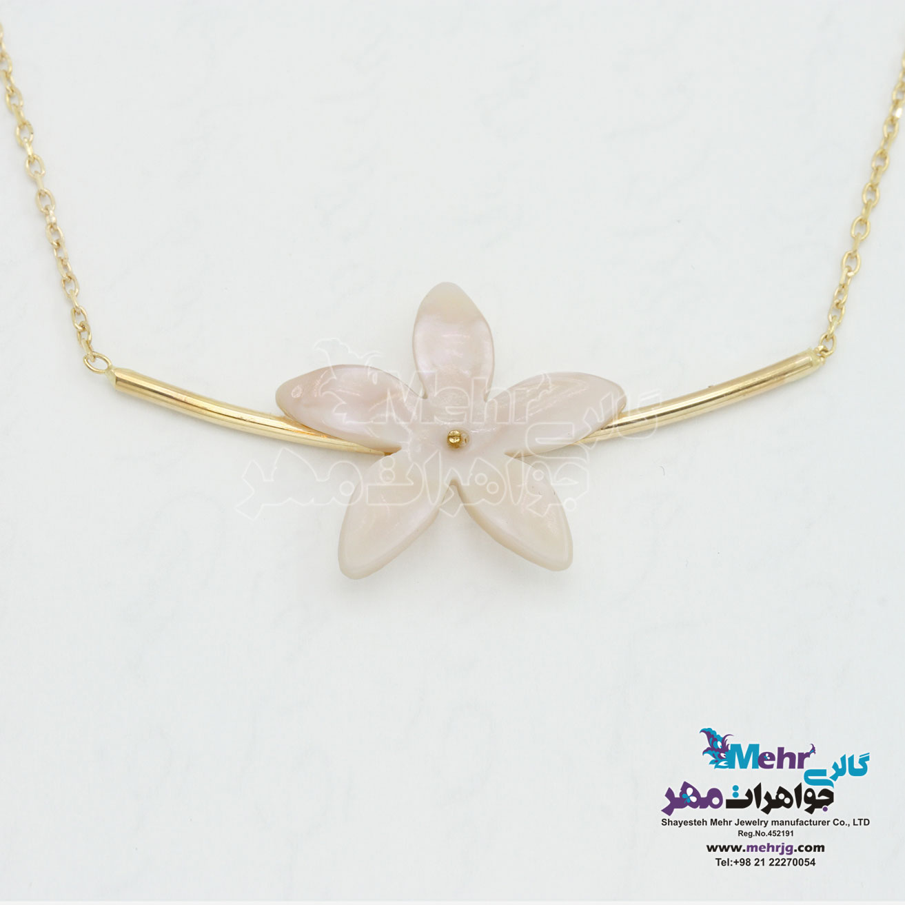 گردنبند طلا - طرح منحنی - گل