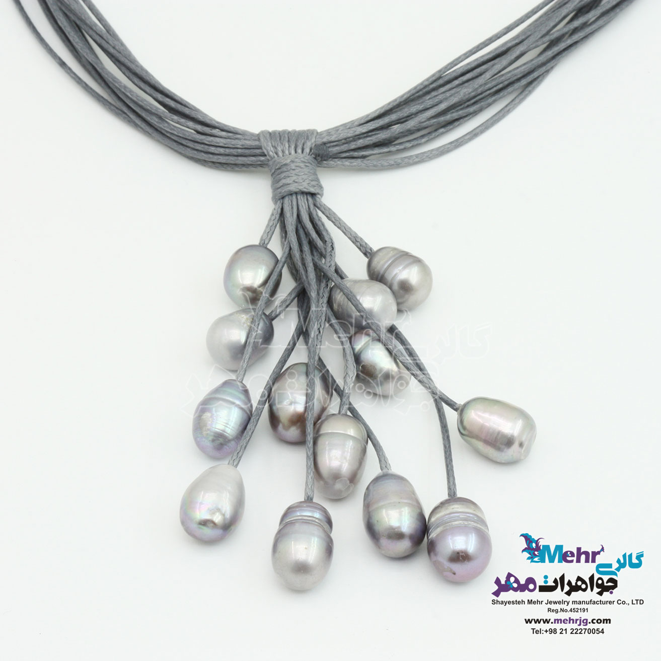 گردنبند طلا و چرم - طرح خوشه ای
