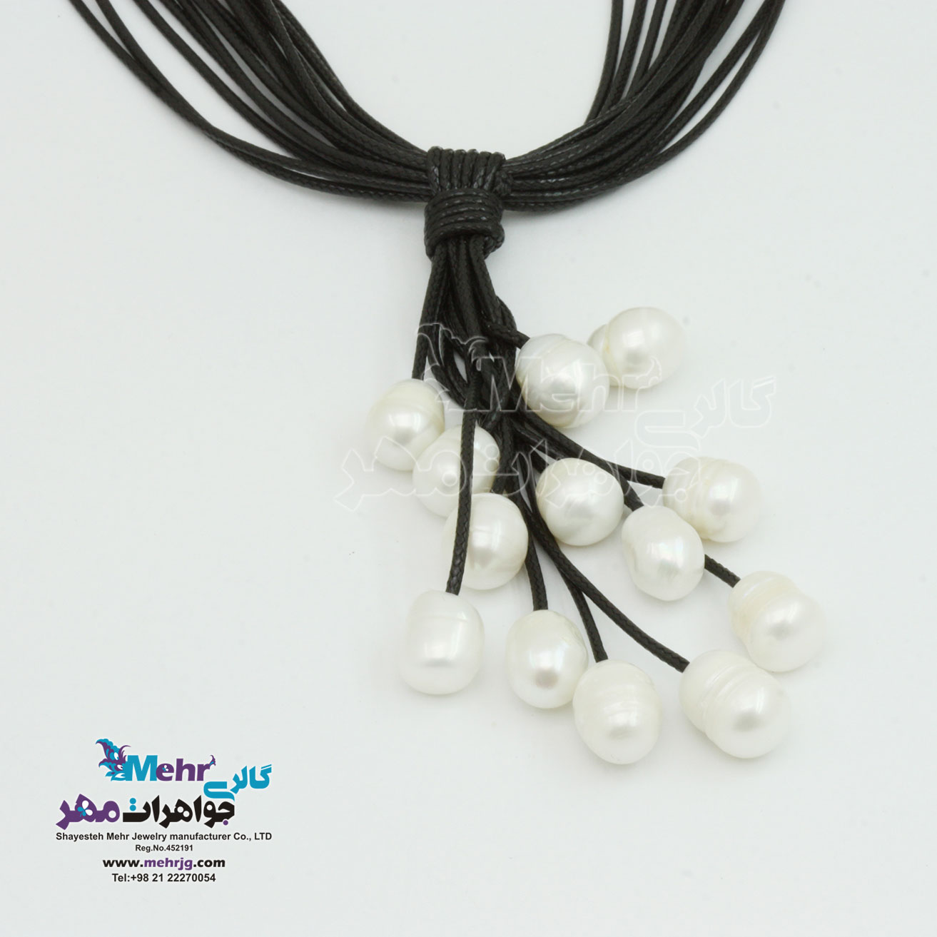 گردنبند طلا و چرم - طرح خوشه ای