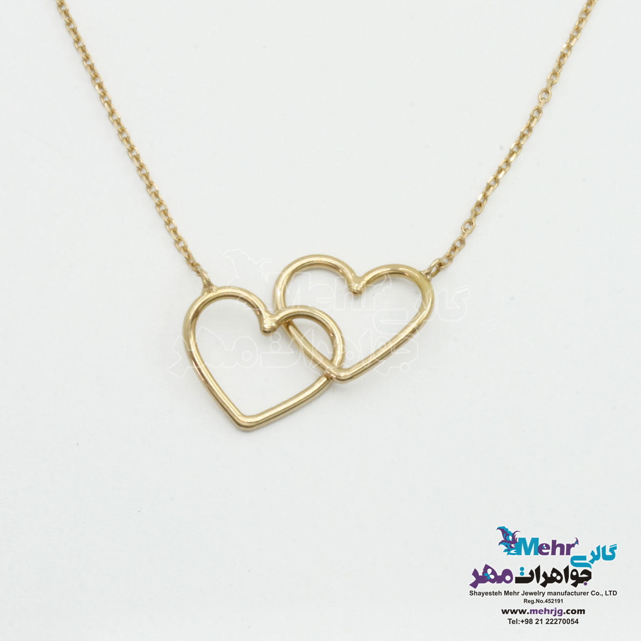 گردنبند طلا - طرح قلب تو در تو