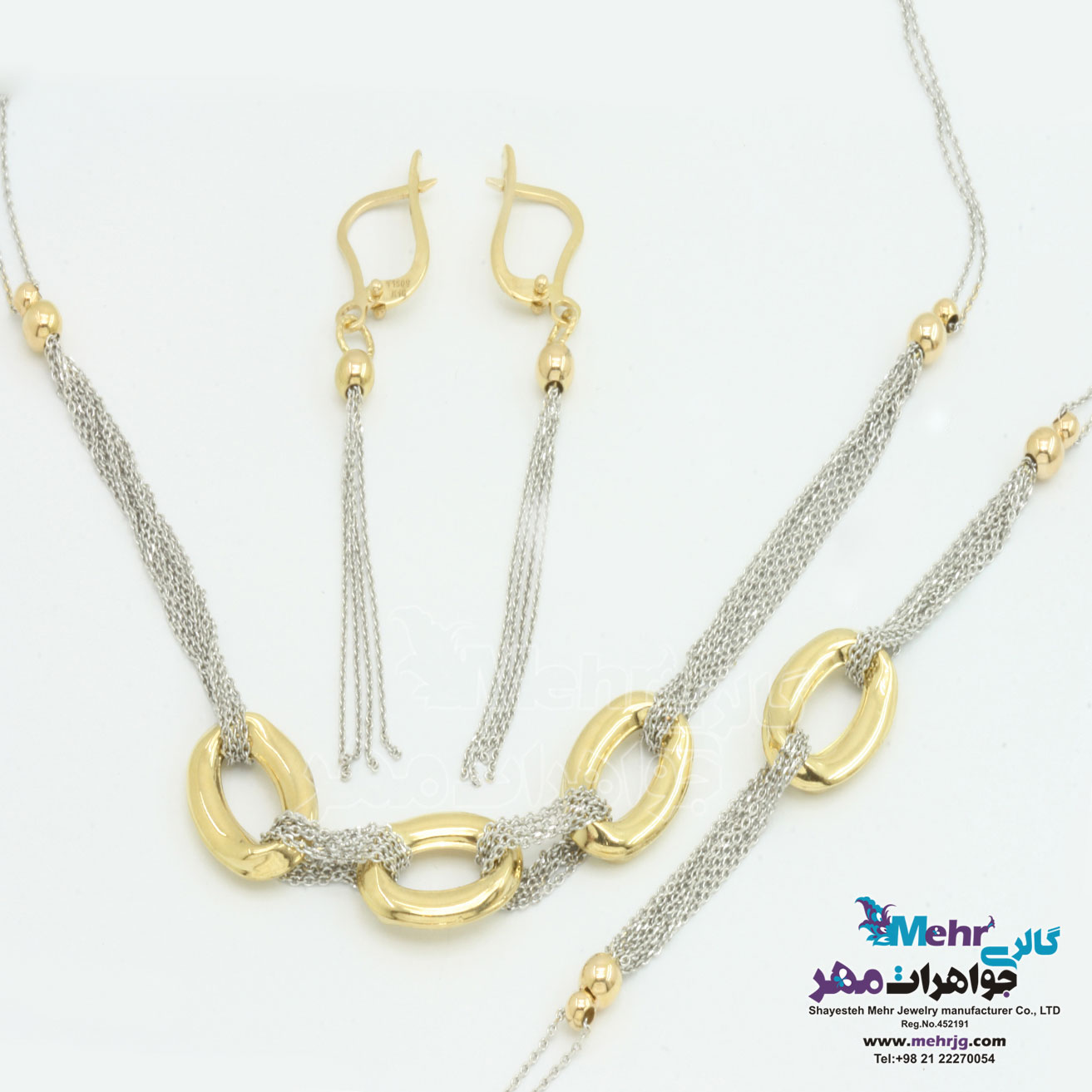 سرویس طلا - گردنبند - دستبند - گوشواره  -طرح هندسی