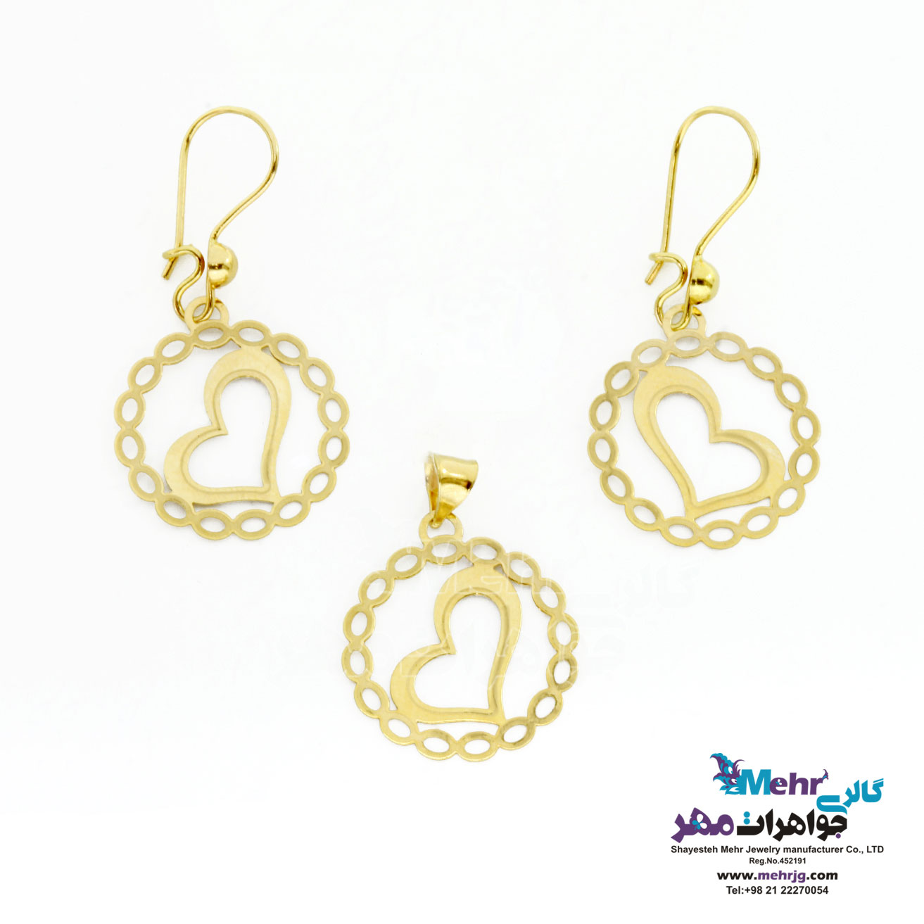 نیم ست طلا - آویز و گوشواره - طرح قلب