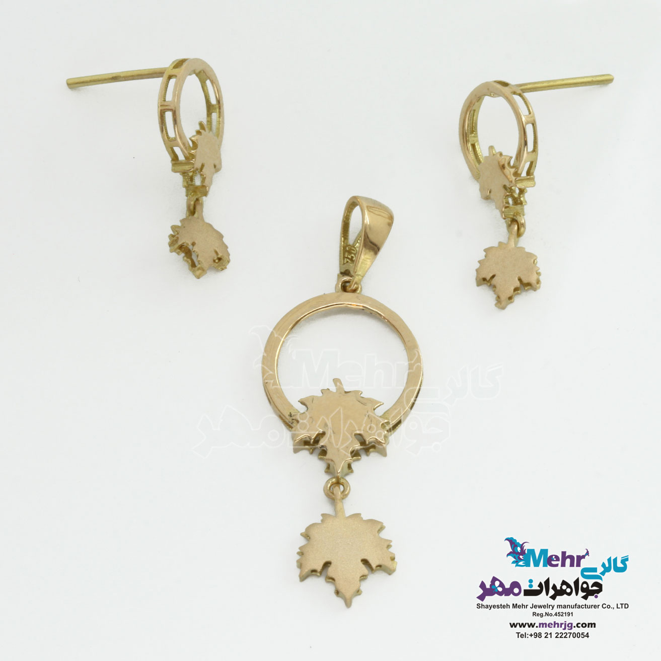 نیم ست طلا - آویز و گوشواره - طرح برگ