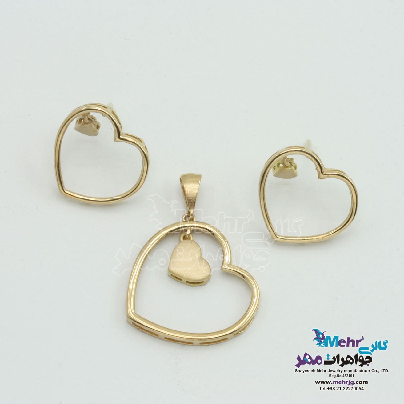 نیم ست طلا - آویز و گوشواره - طرح قلب