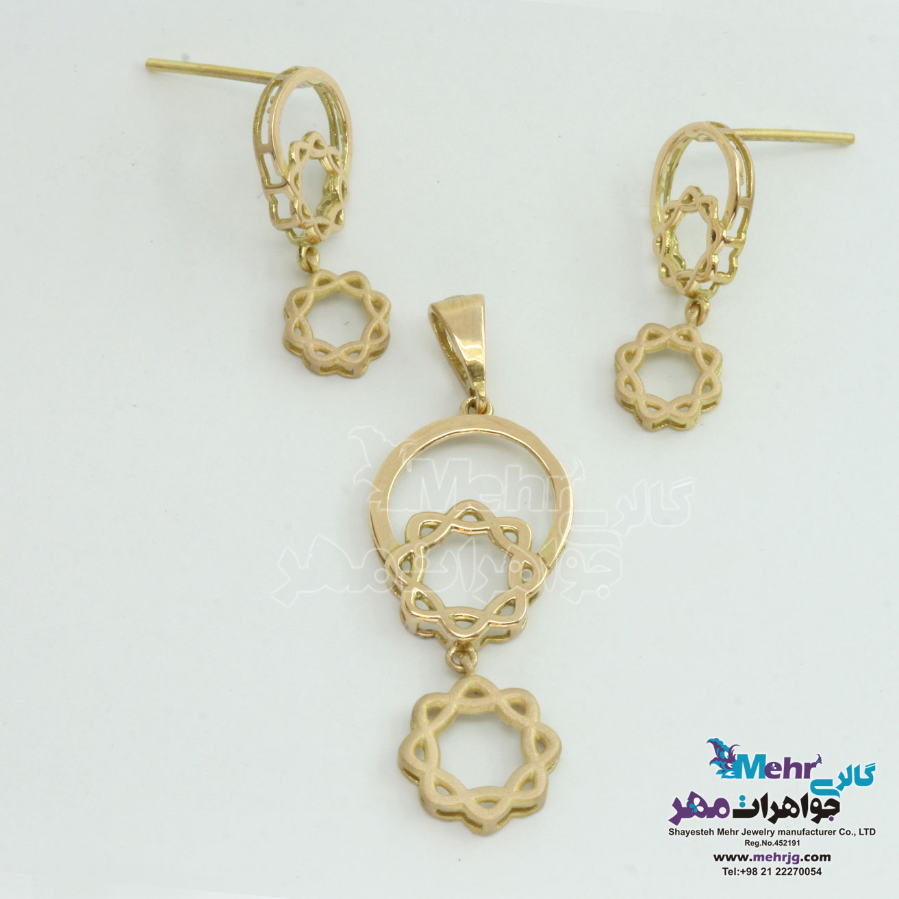 نیم ست طلا - آویز و گوشواره - طرح شمسه