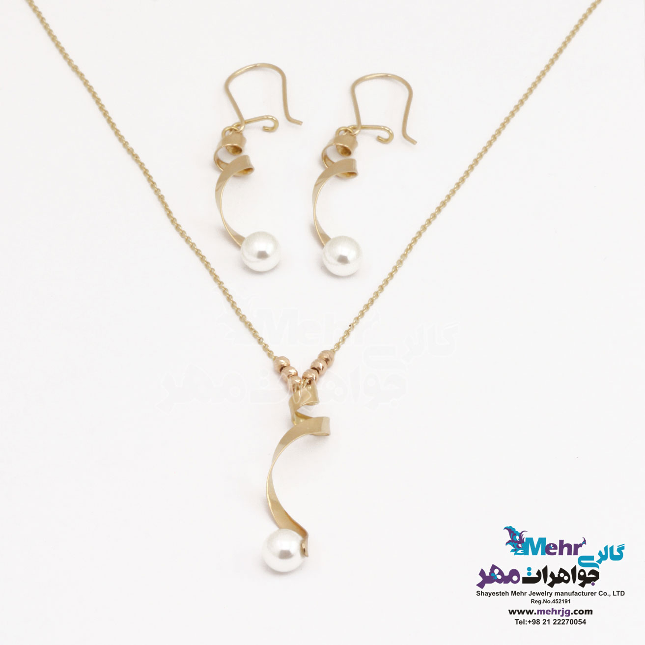 نیم ست - گردنبند و گوشواره - طرح مروارید نشان