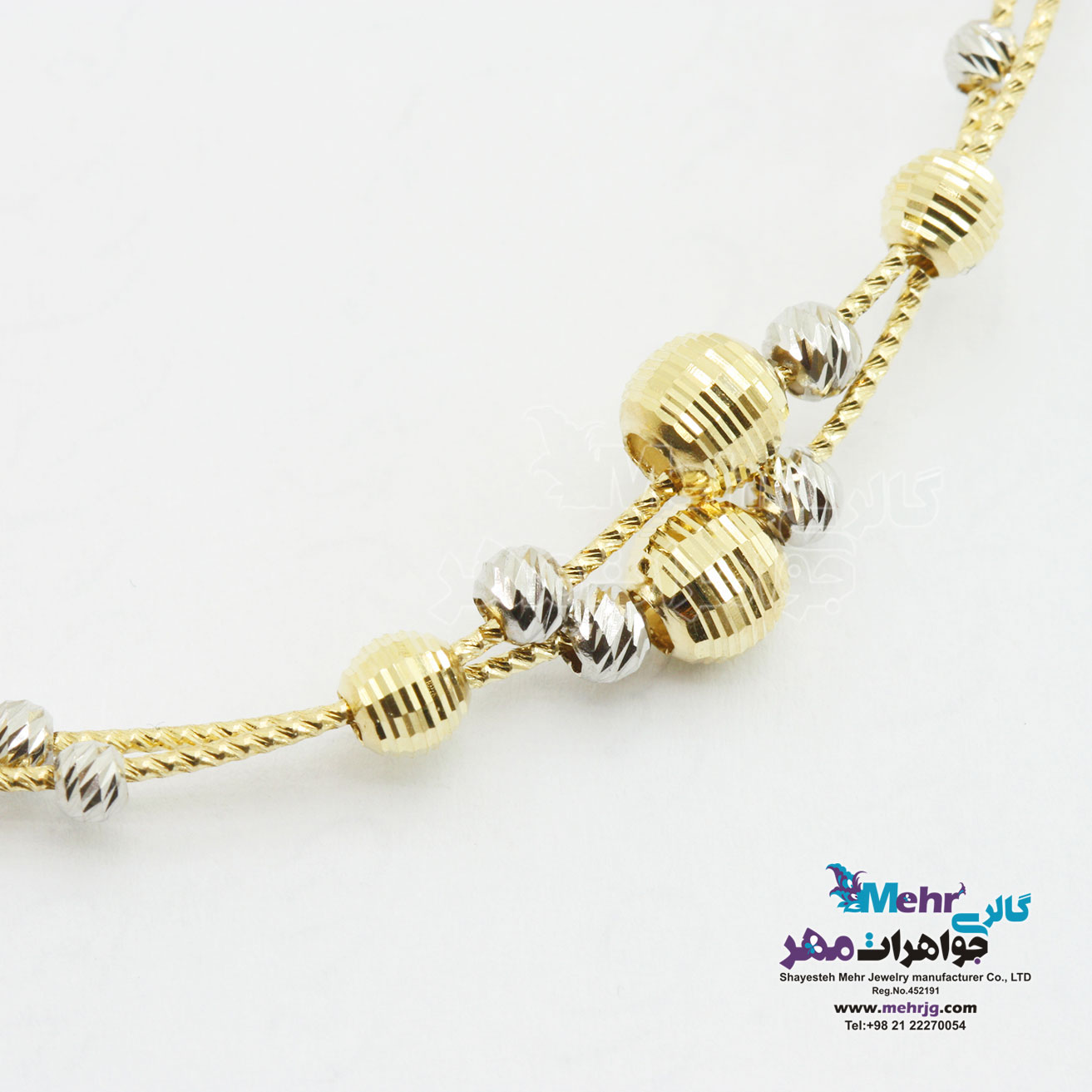 دستبند النگویی طلا - طرح گوی تراش