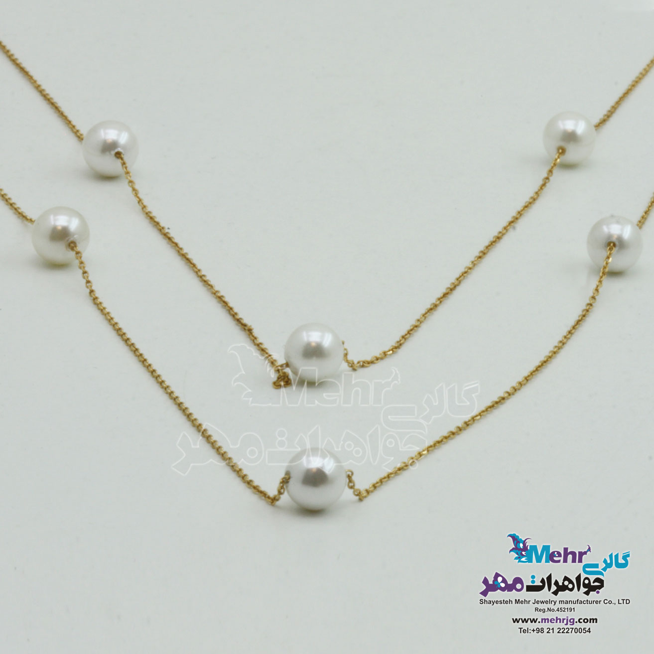 گردنبند رولباسی طلا - طرح مروارید نشان