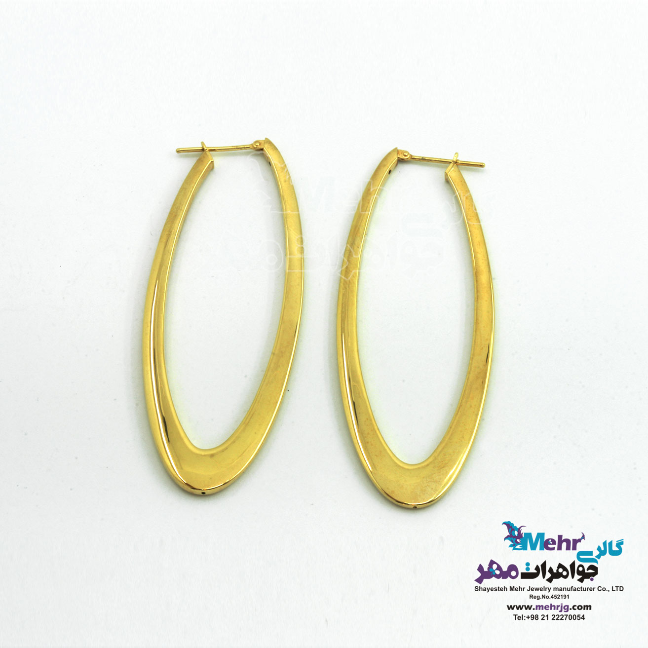 گوشواره طلا - طرح هندسی - بیضی