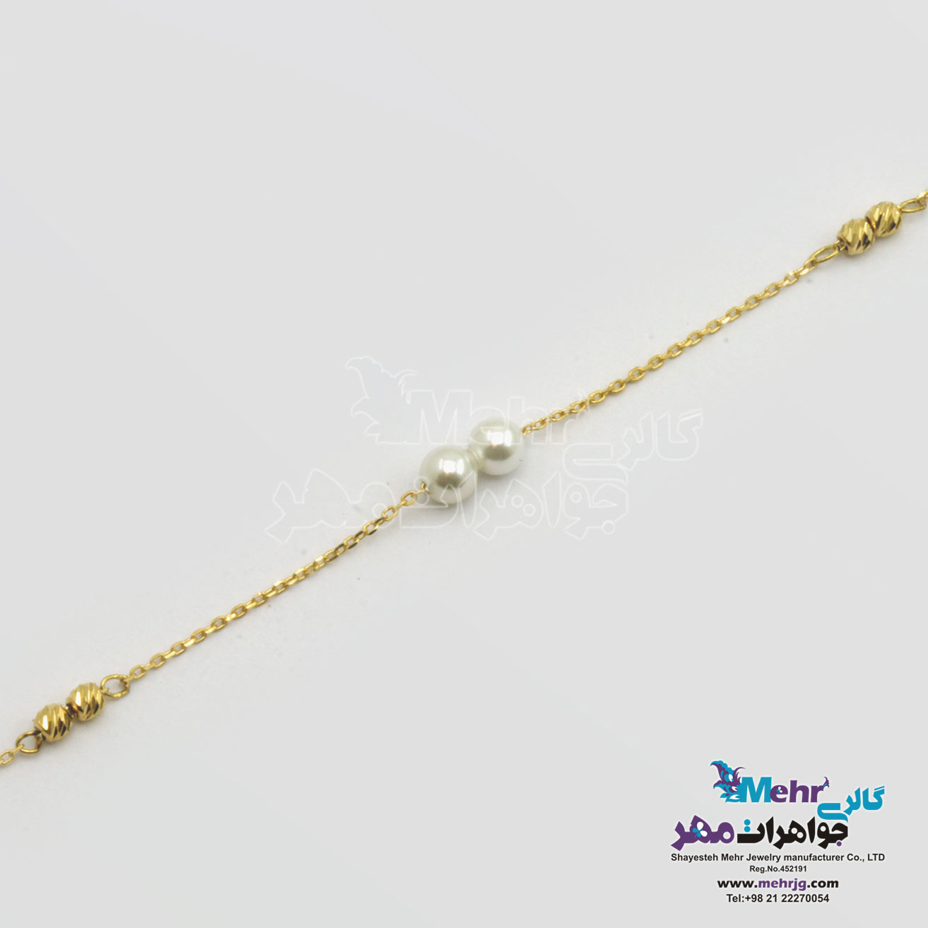 دستبند طلا - طرح مروارید نشان
