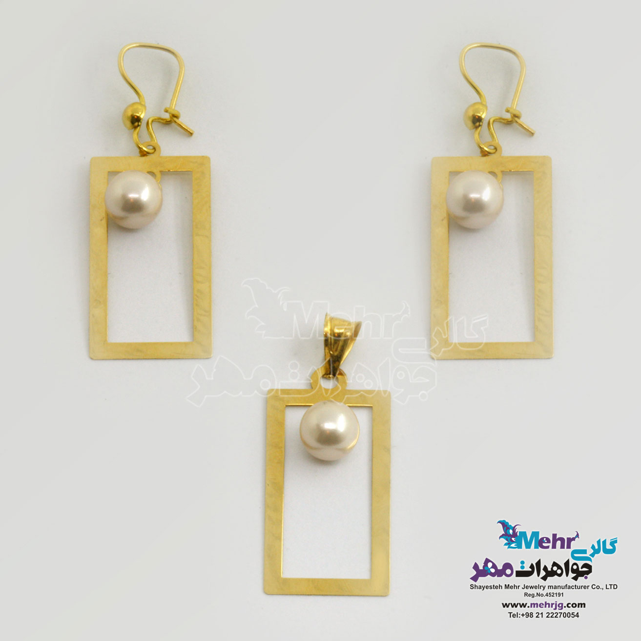 نیم ست طلا - آویز و گوشواره - طرح هندسی