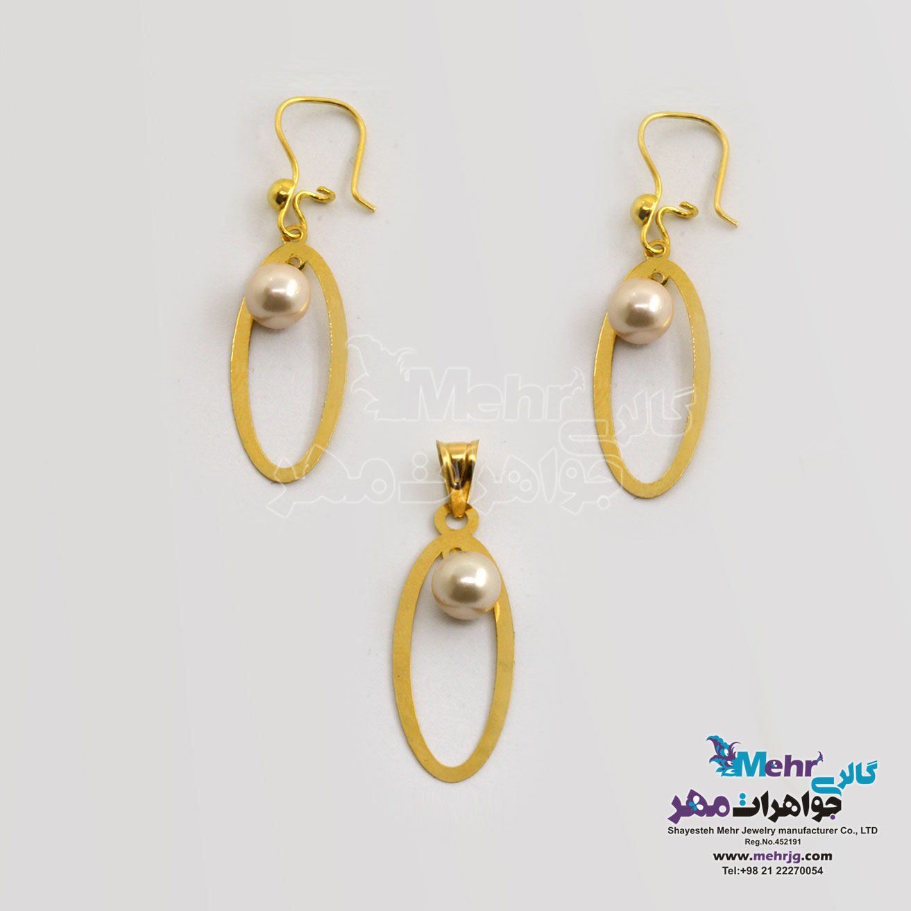 نیم ست طلا - آویز و گوشواره - طرح هندسی