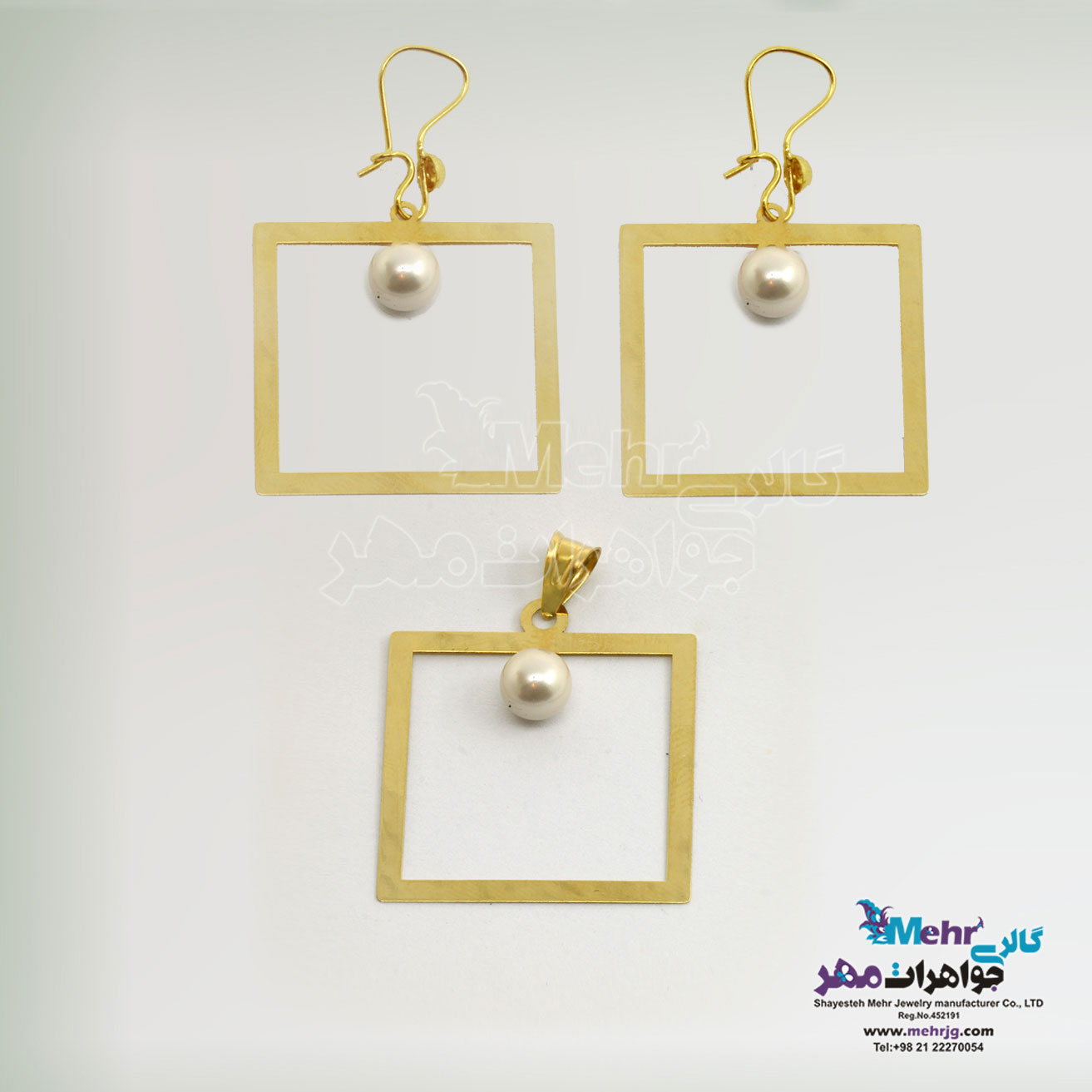 نیم ست طلا - آویز و گوشواره - طرح هندسی