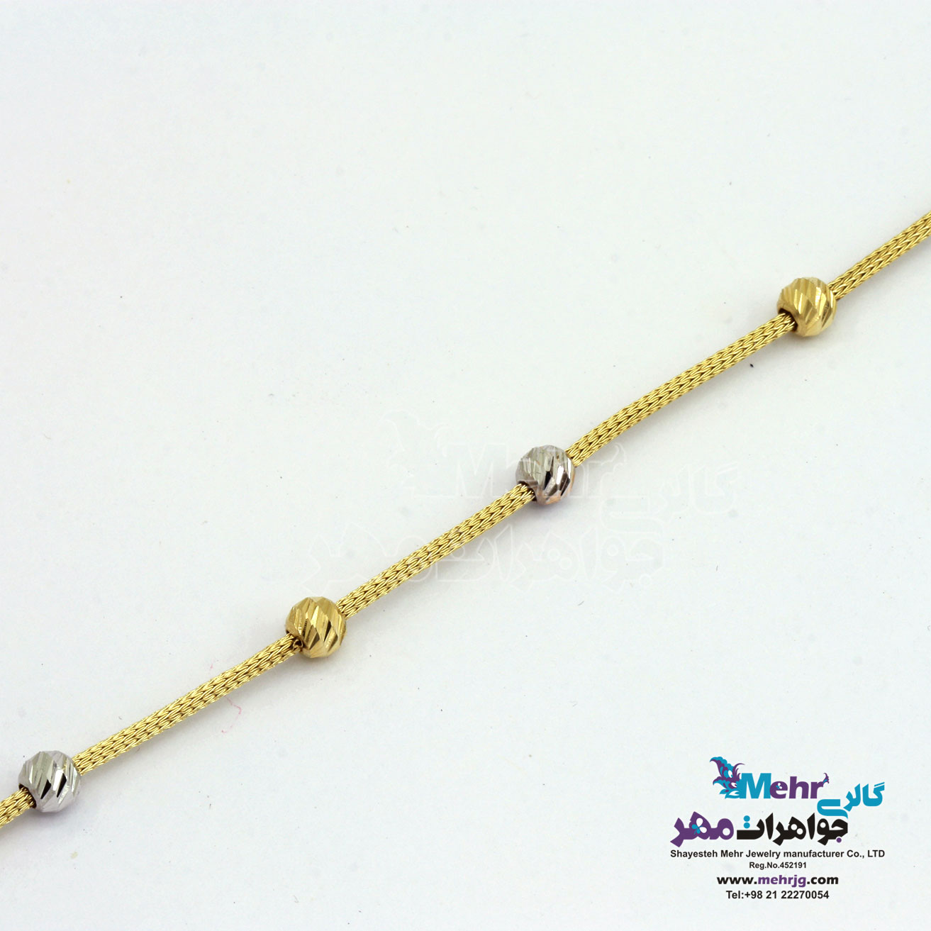 دستبند طلا - طرح گوی تراش