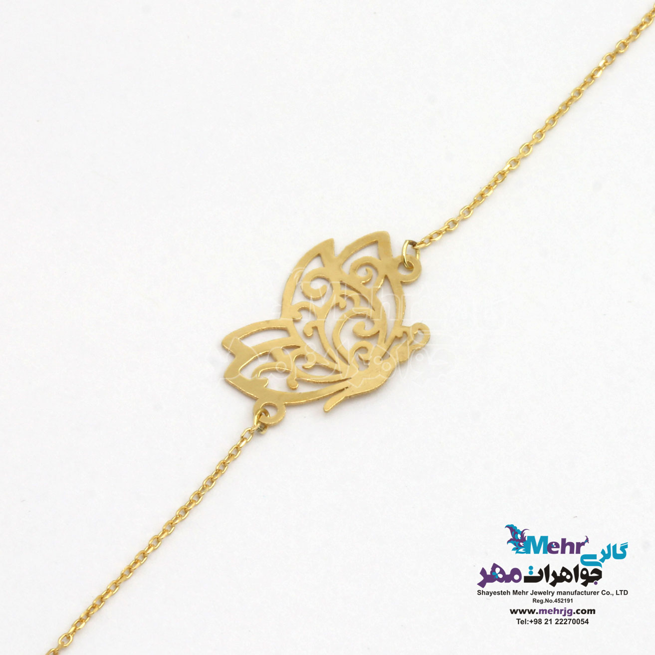 دستبند طلا - طرح پروانه