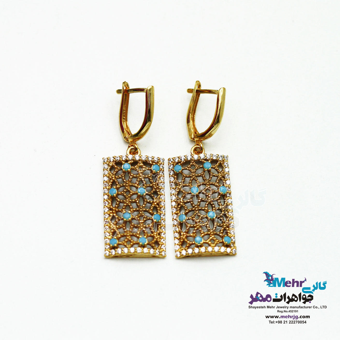 گوشواره طلا - طرح گل شش پر
