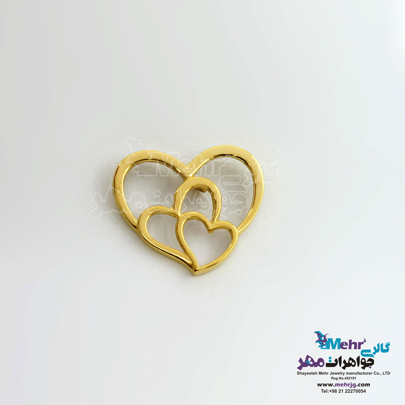 آویز طلا - طرح قلب تو در تو
