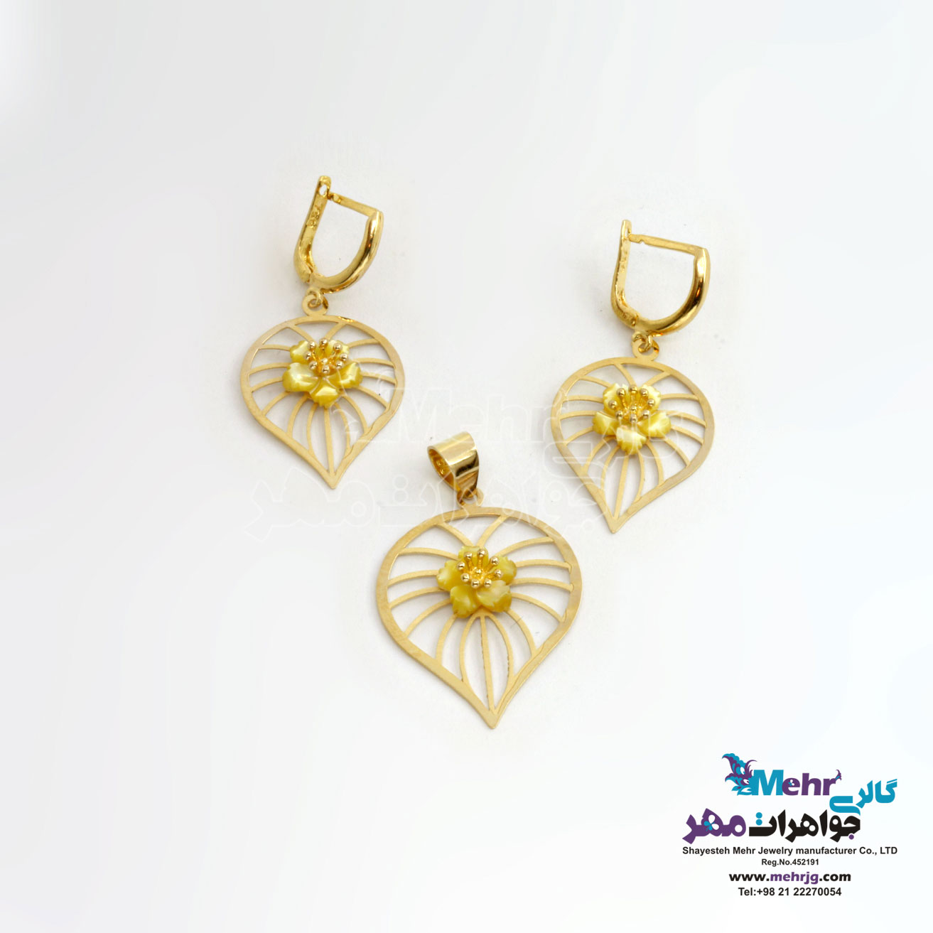 نیم ست طلا - آویز و گوشواره - طرح برگ و صدف