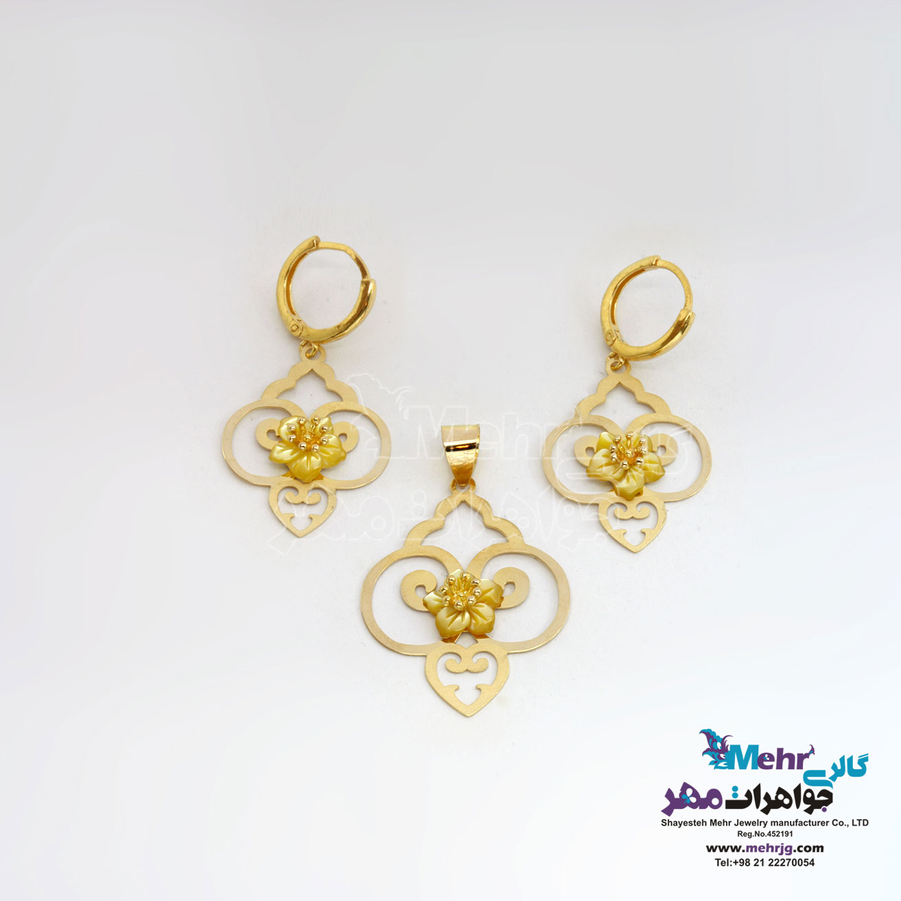 نیم ست طلا - آویز و گوشواره - طرح اسلیمی
